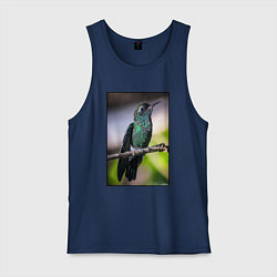 Майка мужская хлопок Колибри на ветке, цвет: тёмно-синий