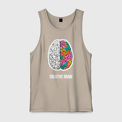 Майка мужская хлопок Creative Brain, цвет: миндальный