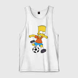 Майка мужская хлопок Барт Симпсон бьёт по футбольному мячу, цвет: белый