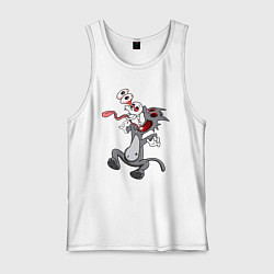 Майка мужская хлопок У Царапки вывалился череп и глаза, цвет: белый