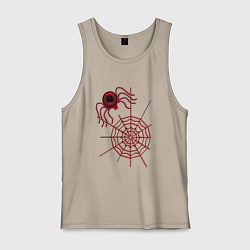 Майка мужская хлопок Стилизованный под брошку паук на паутине, цвет: миндальный