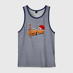 Майка мужская хлопок Silvia s14 JDM Retro Car, цвет: синяя тельняшка