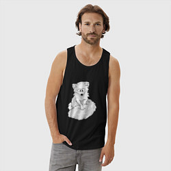 Майка мужская хлопок Милый песец, цвет: черный — фото 2