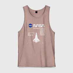 Майка мужская хлопок Nasa ракета, цвет: пыльно-розовый