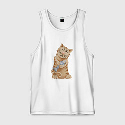 Мужская майка Кот с рыбой в лапках