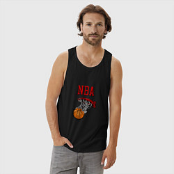 Майка мужская хлопок Basketball - NBA logo, цвет: черный — фото 2
