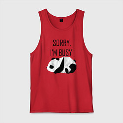 Майка мужская хлопок Извини я занят - панда, цвет: красный