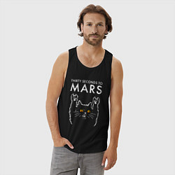 Майка мужская хлопок Thirty Seconds to Mars rock cat, цвет: черный — фото 2