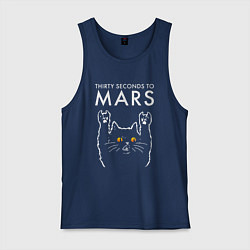 Майка мужская хлопок Thirty Seconds to Mars rock cat, цвет: тёмно-синий