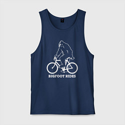 Майка мужская хлопок Бигфут на велосипеде, цвет: тёмно-синий