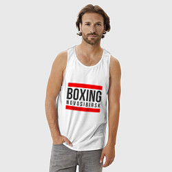 Майка мужская хлопок Novosibirsk boxing team, цвет: белый — фото 2