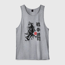 Майка мужская хлопок Самурай с мечом в шлеме, цвет: меланж