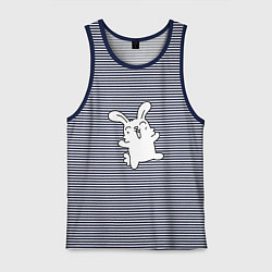 Майка мужская хлопок Happy Bunny, цвет: синяя тельняшка