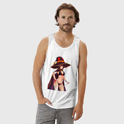 Майка мужская хлопок Мегумин с жезлом - Коносуба, цвет: белый — фото 2