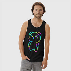 Майка мужская хлопок Cool neon bear, цвет: черный — фото 2