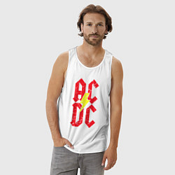 Майка мужская хлопок AC DC logo, цвет: белый — фото 2