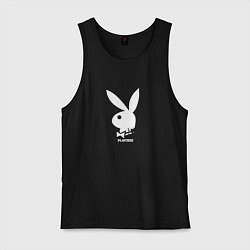 Майка мужская хлопок Черный кролик с надписью play2023, цвет: черный
