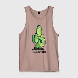 Майка мужская хлопок Cactus - Fucktus - joke, цвет: пыльно-розовый