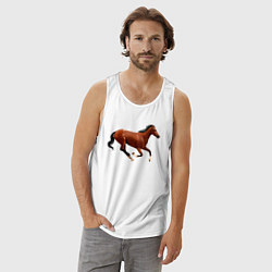 Майка мужская хлопок Чистокровная верховая лошадь, цвет: белый — фото 2
