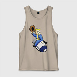 Майка мужская хлопок Vault boy - bomb rider, цвет: миндальный