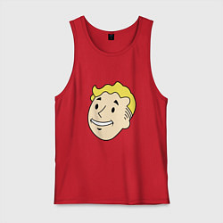 Майка мужская хлопок Vault boy head, цвет: красный
