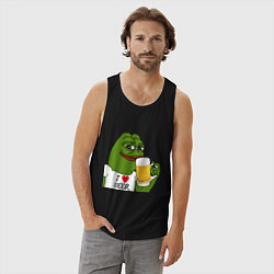 Майка мужская хлопок Drink Pepe, цвет: черный — фото 2