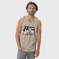 Майка мужская хлопок Мем в японском стиле, цвет: миндальный — фото 2