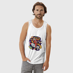 Майка мужская хлопок Санта на ракете в космосе, цвет: белый — фото 2