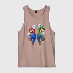 Майка мужская хлопок Марио и Луиджи, цвет: пыльно-розовый