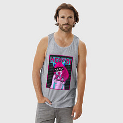 Майка мужская хлопок Hentai blue redhead girl art, цвет: меланж — фото 2