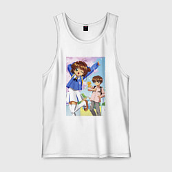 Майка мужская хлопок Cardcaptor Sakura - Sakura and Syaoran, цвет: белый