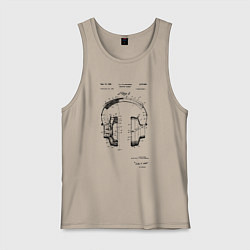 Майка мужская хлопок Патент на наушники, цвет: миндальный