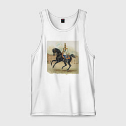 Майка мужская хлопок Николай II на коне на дворцовой площади, цвет: белый