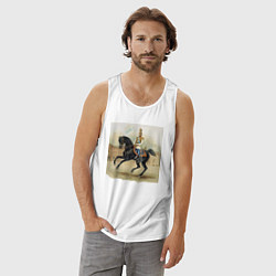 Майка мужская хлопок Николай II на коне на дворцовой площади, цвет: белый — фото 2