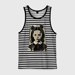 Майка мужская хлопок Wednesday Adams иллюстрация, цвет: черная тельняшка