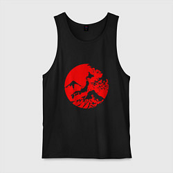Майка мужская хлопок Флаг Японии - красное солнце, цвет: черный