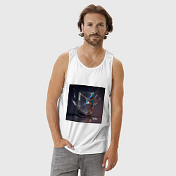 Майка мужская хлопок Брызги в стакане, цвет: белый — фото 2