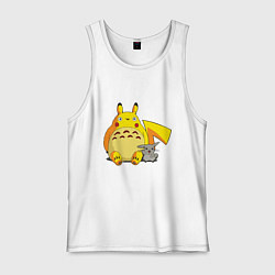 Майка мужская хлопок Pika Totoro, цвет: белый