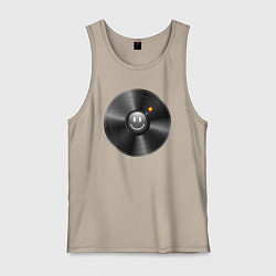 Майка мужская хлопок Виниловая пластинка с бомбочкой, цвет: миндальный
