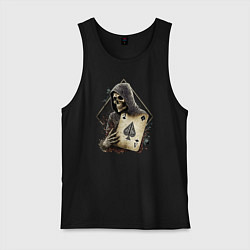 Майка мужская хлопок Скелет с картой, цвет: черный