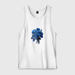 Майка мужская хлопок Букет и синие розы, цвет: белый