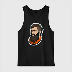 Майка мужская хлопок Статный мужчина с бородой, цвет: черный