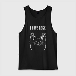 Мужская майка I love rock рок кот