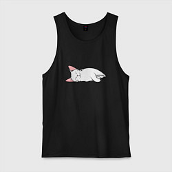 Мужская майка Lazy white cat
