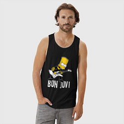 Майка мужская хлопок Bon Jovi Барт Симпсон рокер, цвет: черный — фото 2