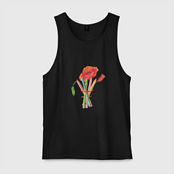 Майка мужская хлопок Букет маков с карандашами, цвет: черный