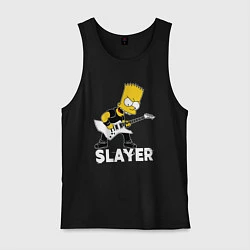 Майка мужская хлопок Slayer Барт Симпсон рокер, цвет: черный
