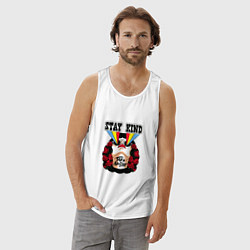 Майка мужская хлопок Stay kind take no shit, цвет: белый — фото 2