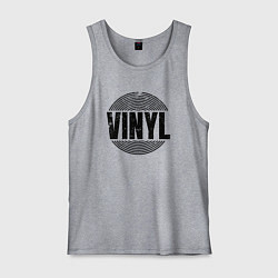 Майка мужская хлопок Vinyl надпись с пластинкой, цвет: меланж