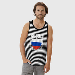 Майка мужская хлопок Российский щит, цвет: черная тельняшка — фото 2